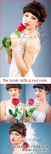 Невеста с красной розой- растровый клипарт