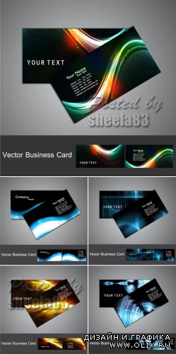 Dark Abstract Business Cards Vector 2