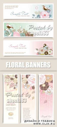 Jentle Floral Banners Vector 2