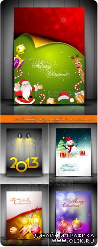 2013 год открытки и пригласительные на рождество и новый год | 2013 Beautiful greeting card, gift card or invitation card for Merry Christmas vector
