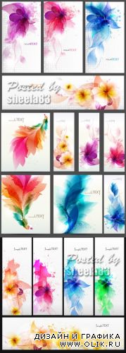 Abstact Flowers Banners Vector