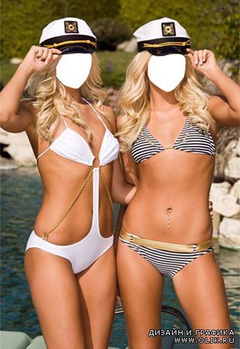 Женский шаблон – Блондинки близняшки на море