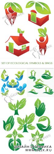 Set of ecological symbols and signs 0299