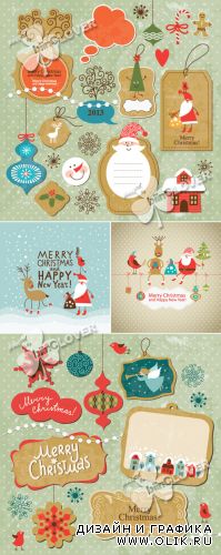 Funny Christmas and New Year design elements 0301