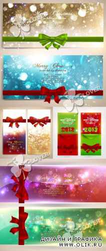 2013 Christmas banners with ribbons and bows 0317