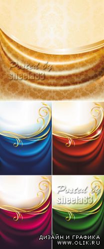 Color Fabric Curtains Vector