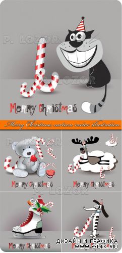 Мультяшные иллюстрации рождество | Merry Christmas cartoon vector illustration