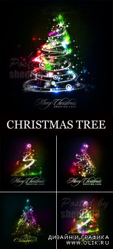 Sparkling Christmas Tree Vector