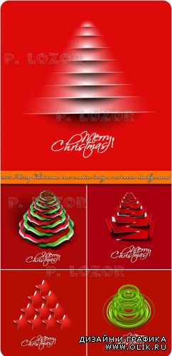 2013 новогодняя ёлка на красном фоне часть 2 | 2013 Merry Christmas tree creative design red vector background set 2