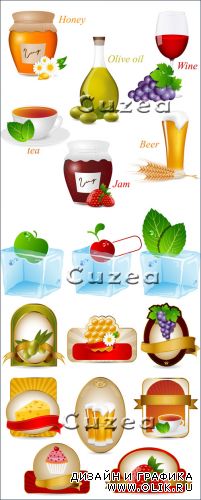 Векторный набор пищевых продуктов и напитков