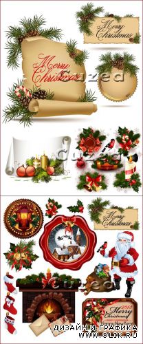 Набор Рождественских свитков 2013 и этикеток в векторе