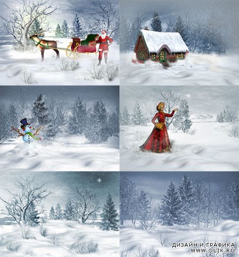 Фоны - Снежное Рождество | Snowy Christmas Backgrounds