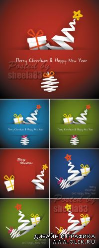 Simple Christmas Cards Vector 2