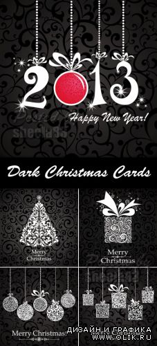 Dark Christmas Cards Vector