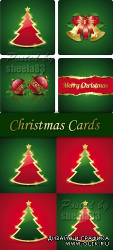 Simple Christmas Cards Vector 3