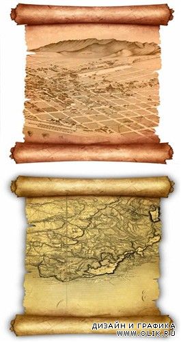 Старинные манускрипты с картами и планами (многослойные PSD)