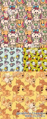 Seamless pattern with funny cartoon animals 0321