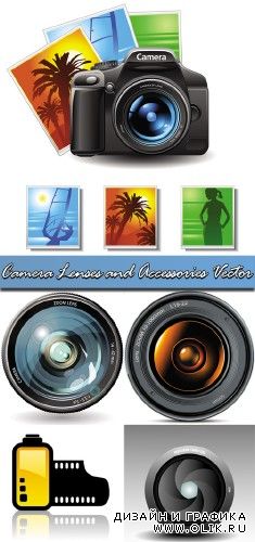 Camera Lenses and Accessories Vector