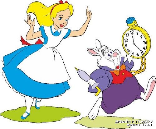 Алиса, Белый кролик, Чеширский кот, Мартовский заяц и другие в векторе