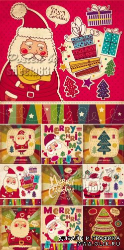 Vintage Christmas Backgrounds Vector