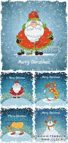 Funny Christmas Cards Vector 2