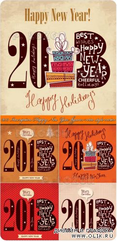 2013 надпись C новым годом и цифры в ретро стиле | 2013 Inscription Happy New Year figures retro style vector