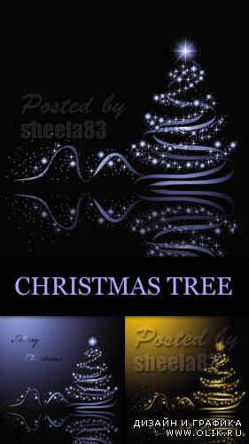 Christmas Tree Cards Vector