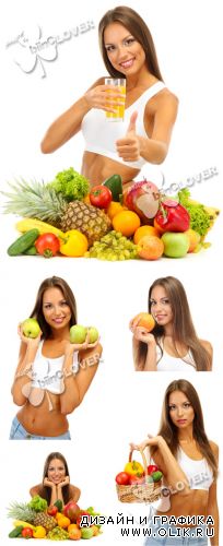 Woman with fruits and vegetables 0351