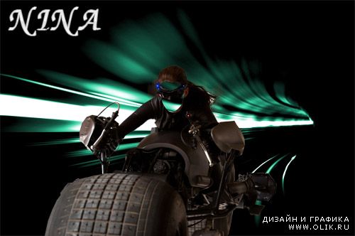 Шаблон для фотошопа - Девушка на скоростном мотоцикле
