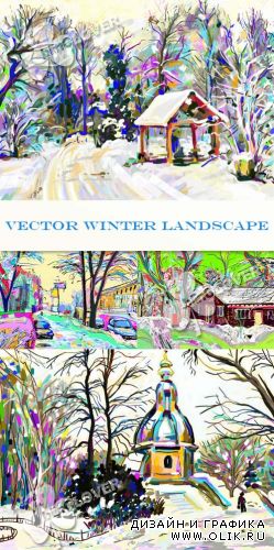 Vector winter landscape 0367