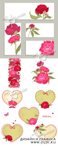 Background and frame with peonies 0372