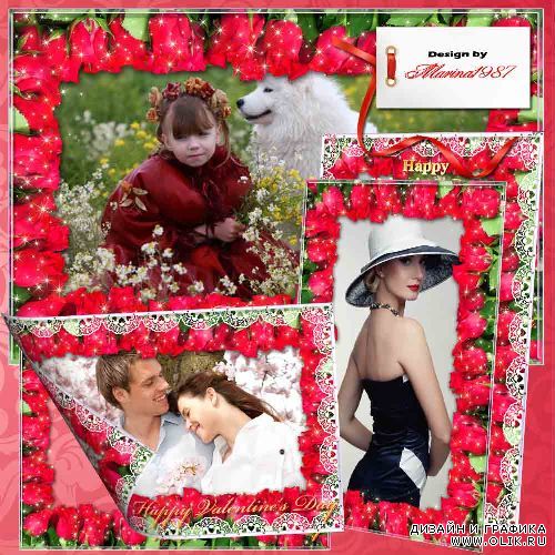 Романтическая цветочная рамка - Розы для любимых