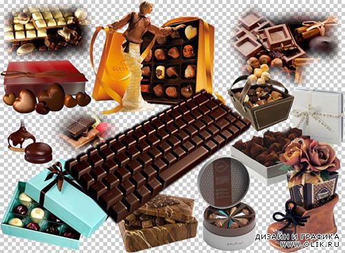 Клипарт -  Шоколад, шоколадная клавиатура (прозрачный фон)