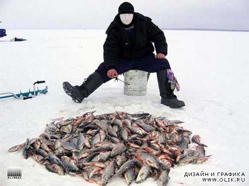 Шаблон для фотошоп - Зимняя рыбака!