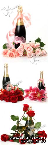 Champagne with roses and lilies 0382