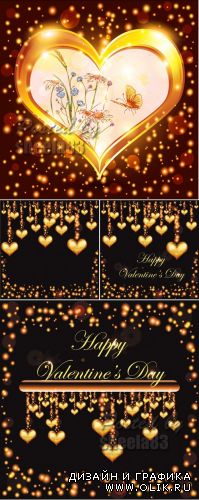 Sparkling Hearts Backgrounds Vector
