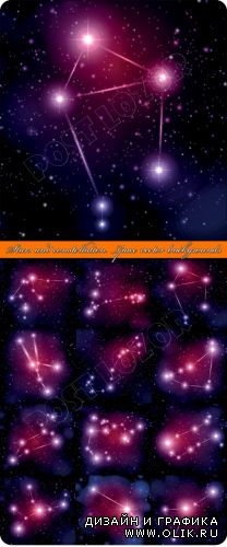 Звёзды и созвездния фоны | Stars and constellation space vector backgrounds