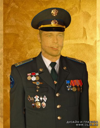 Мужской шаблон для фотошопа - Полковник в военной форме