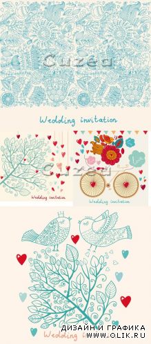 Нежные пригласительные векторные карточки| Gentle wedding invitation vector cards