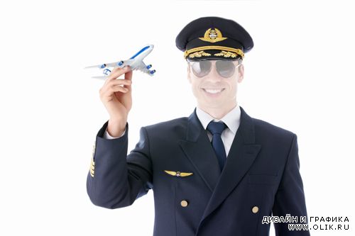 Мужской шаблон PSD - Пилот с самолетом