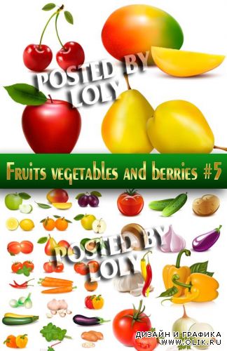 Фрукты, овощи и ягоды #5 - Векторный клипарт
