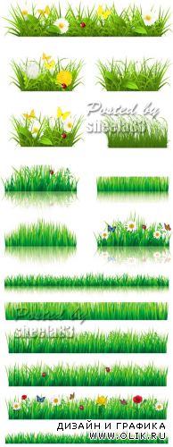 Green Grass Borders Vector