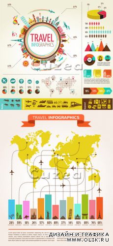 Элементы инфографики для вояжа/ Infografic elements for travel in vector
