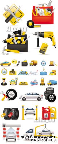 Car Service & Logistics Icons Vector