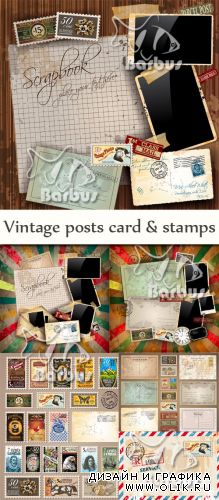 Vintage posts card and stamps / Винтажные почтовые карточки и марки