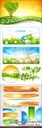 Баннеры с фонами весны, лета и пасхи, часть 3/ Banners for summer, spring and Easter in vector, part 3