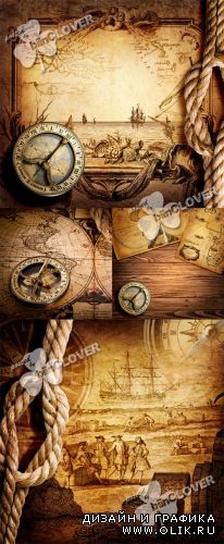 Old compass and vintage maps 0396