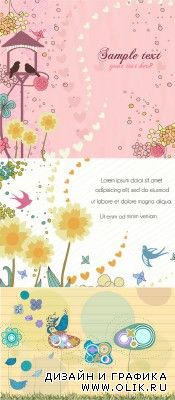 Colorful Spring Vector Backgrounds Set 1