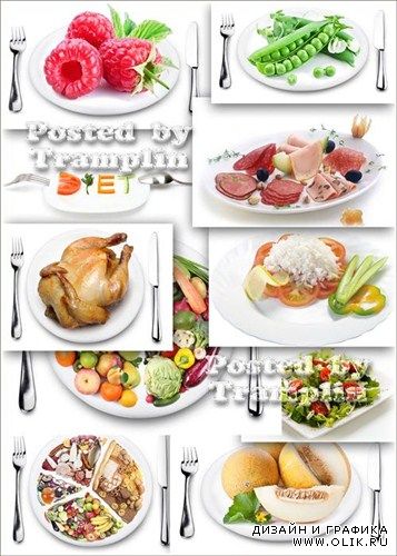 Растровые изображения на белом фоне - Еда на тарелках