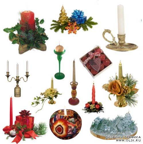 Свечи, подсвечники, аромалампы, новогодние композиции со свечами